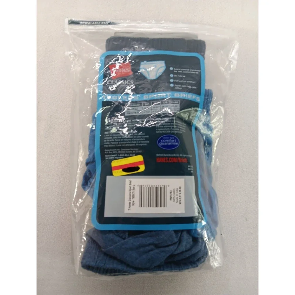 Hanes Tagless Briefs Men's L 36-38  2 Pack New